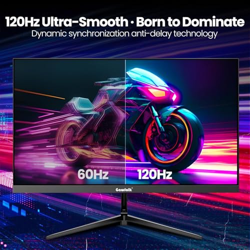 Gawfolk Gaming Monitor 27 Zoll QHD, 2K IPS PC Bildschirm 120Hz, 2560×1440P, FreeSync, HDMI, DisplayPort, VESA 75 * 75mm, Schwarz 4