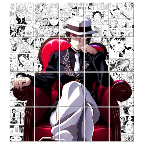 Image of MODERN GALLERY MART Pack of 20 Demon Slayer Muzan Kibutsuji Manga Poster | A4 Size Anime Wall Art (8.3 x 11.7 inch) | Manga Posters with Glue Dots | Anime Poster for Bedroom, Living Room, Office