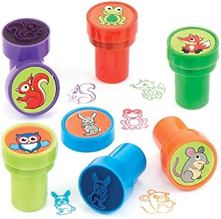 Baker Ross AV390 Self Inking Winter Woodland Stamps for Kids Card Crafts (Pack of 10) & AV221 Sealife Self-Inking Stampers for Children to Decorate and Personalise Cards Arts and Crafts