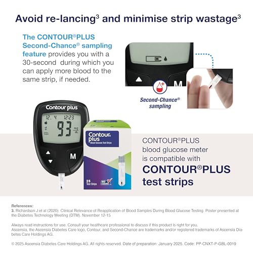 Image of Contour Plus Blood Glucose Monitor, Glucometer with 25 Free Test Strips