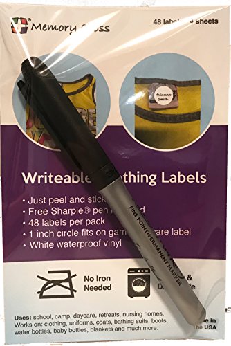 Write on Adhesive Clothing Identification Labels for Kids - No Iron - 48 per Pack