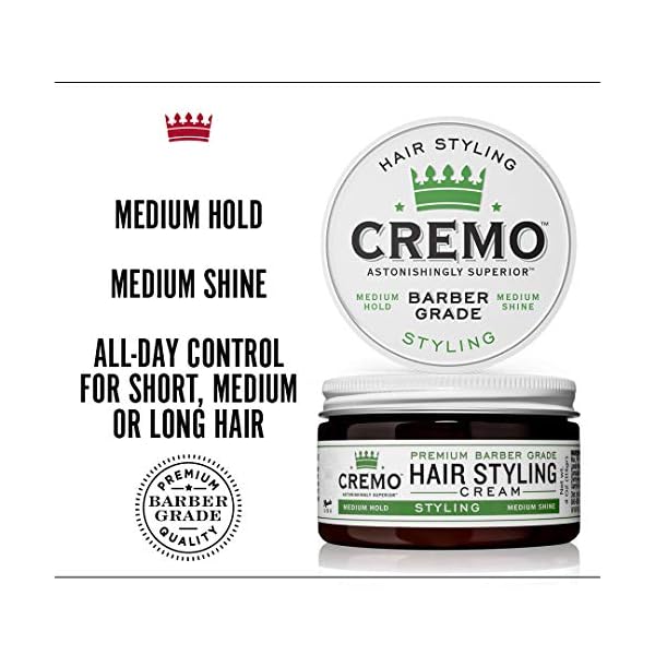 Cremo-Premium-Barber-Grade-Hair-Styling-Cream-Medium-Hold-Medium-Shine-4-Oz Cremo Premium Barber Grade Hair Styling Cream, Medium Hold, Medium Shine, 4 Oz