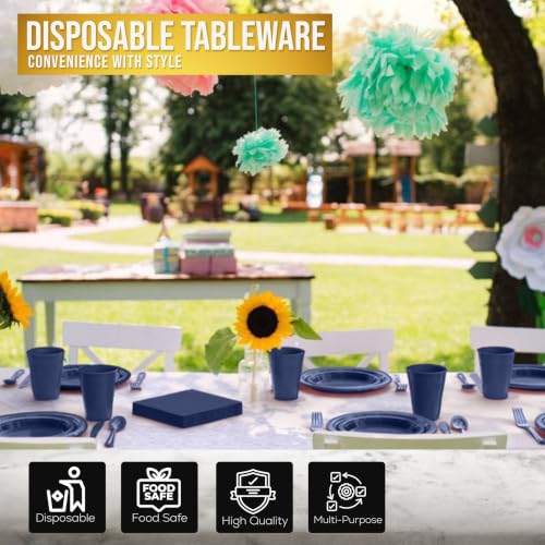 Image of Exquisite 350 Pcs Navy Plates and Napkins Party Supplies Plate Sets
