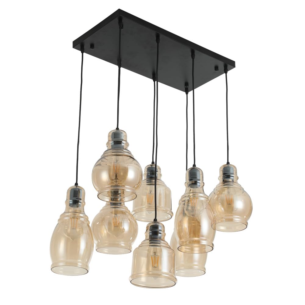 Linear Chandelier Centerpiece For Dining Rooms And Kitchen Areas | 24" Long Light Fixture Provides Ample Lighting | Round Indoor Hanging Lamp Set Descends From Ceilings To Create Modern Farmhouse Feel