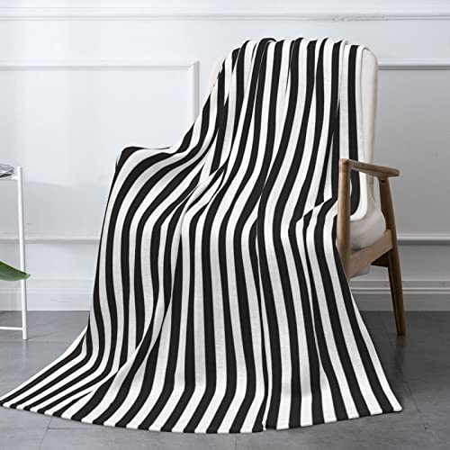Couvertures en flanelle à rayures noires et blanches pour lit