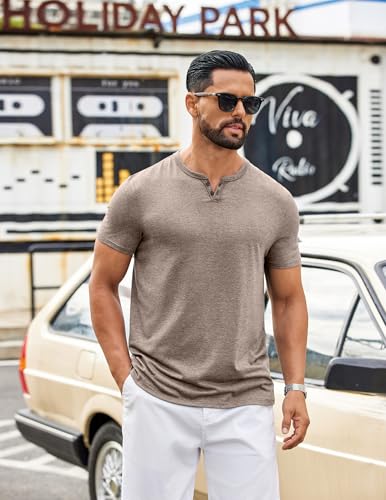 COOFANDY Men's T Shirts Short Sleeve Casual V Neck T-Shirt Soft Notch Neck Tee Classic Plain Shirts - Image 3