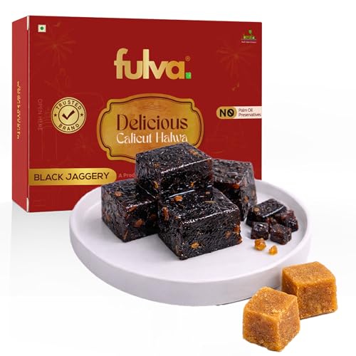 Image of Fulva Black Jaggery Halwa 200g, Authentic Kozhikoden Kerala Halwa, Traditional Soft Chewy Indian Dessert, Made with Natural Jaggery, Kerala Sweet for Festivals, Gifting & Celebrations