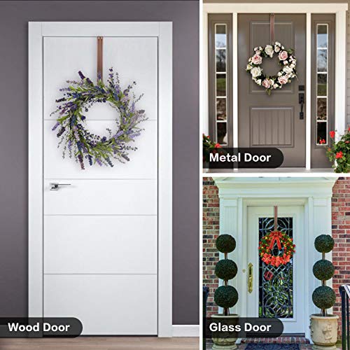 Wreath Hanger,Adjustable Length 14.9-25 Inch Metal Door Hanger,Wreath Hanger for Front Door 20 lbs Larger Christmas Wreaths Decorations Hook, Bronze