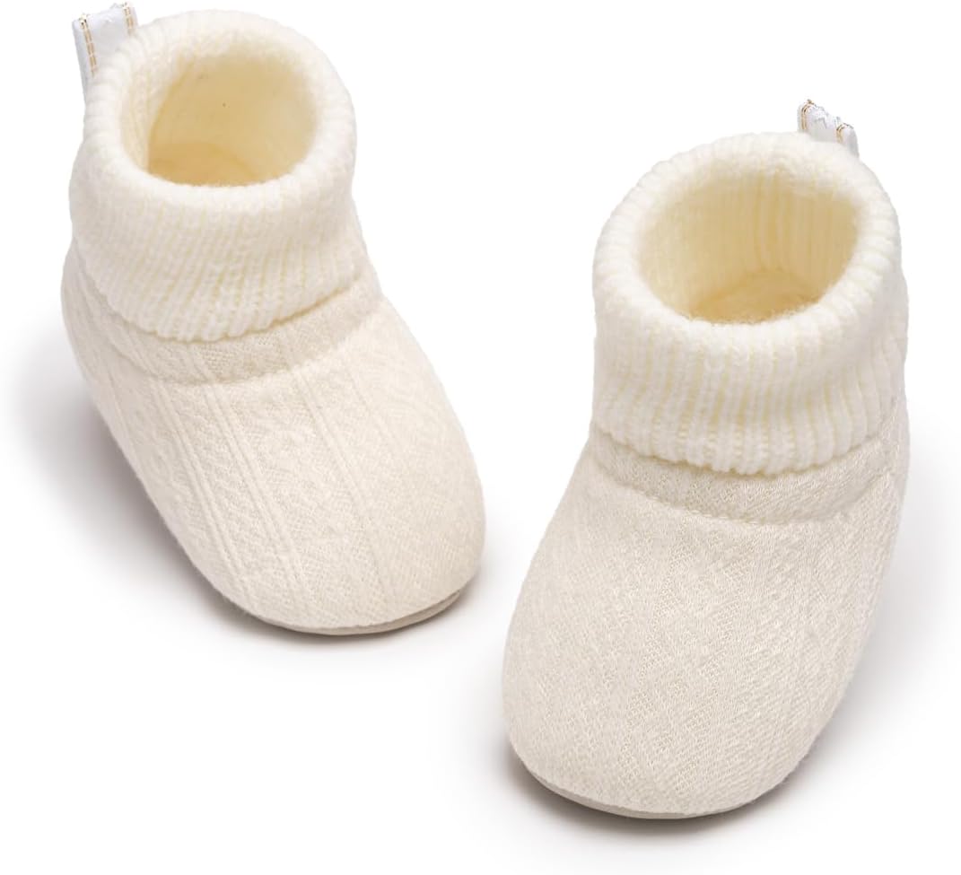 Meckior Baby Knit Booties Stay On Infant Boots Non-Slip Slipper Socks Shoes