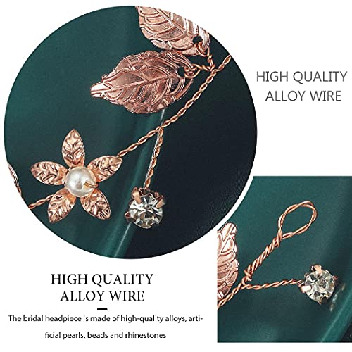 Yean Bride Wedding Hair Vine Headband Gold Leaf Bridal Accessories For Women (Gold) (Rose Gold) #TOP5