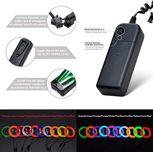 Songway EL Wire,Neon Rope Lights with Battery Pack,Glowing Strobing Flashing Electroluminescent Wire Cable for Halloween Cosplay Dress Christmas Carnival Party Festival Decoration (Pink, 3M)
