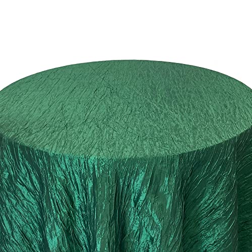Your Chair Covers - 120 Inch Round Crinkle Taffeta Tablecloth - Hunter Green, Crushed Shiny Dining Table Cloth For Wedding Party Birthday Baby Bridal Shower #TOP2