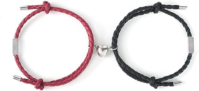 Couple Bracelets, 2PCS Magnetic Couple Bracelets Mutual Matching Bracelets for Couples Relationship Bracelets, Valentine Gifts for Boyfriend Girlfriend Couple Lover Her Him
