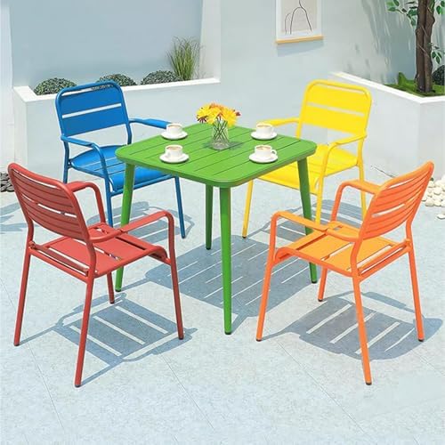 5 PCS Outdoor Patio Dining Set - Metal Steel Table & Chairs, All-Weather Bistro Set for Garden, Backyard & Patio, Stylish Custom Colors (A)