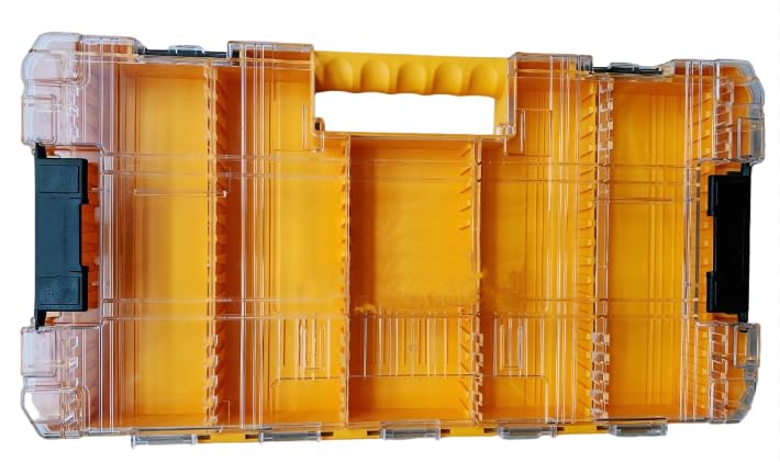 Tolxh #N542474 Big Tool Box Compartments Clear Lid Organizer Removable Yellow Drill Bits Parts Box Drill Bits Box 430 * 220 * 44mm Quality Durable New
