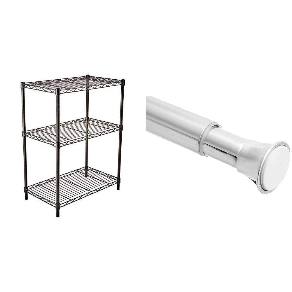 Amazonbasics Height Adjustable 3Shelves Heavy Duty Rack Black (Steel