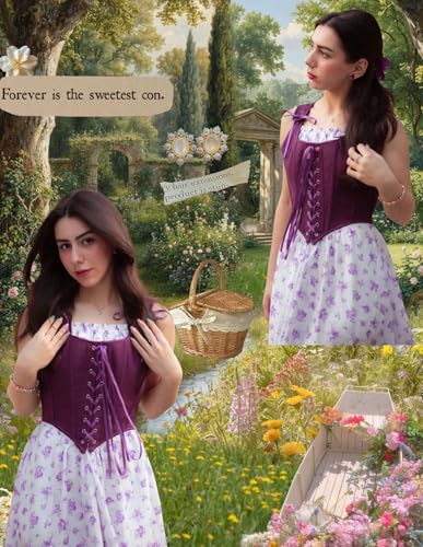 Image of SCARLET DARKNESS Women's Renaissance Corset Tops Vintage Lace Up Overbust Bustier Bodice