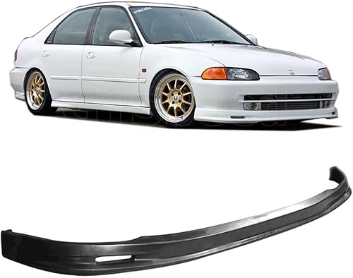 Compatible conrepuesto para parachoques delantero, alerón de labio delantero de poliuretano estilo MU, color negro, se adapta a Honda Civic Sedan de