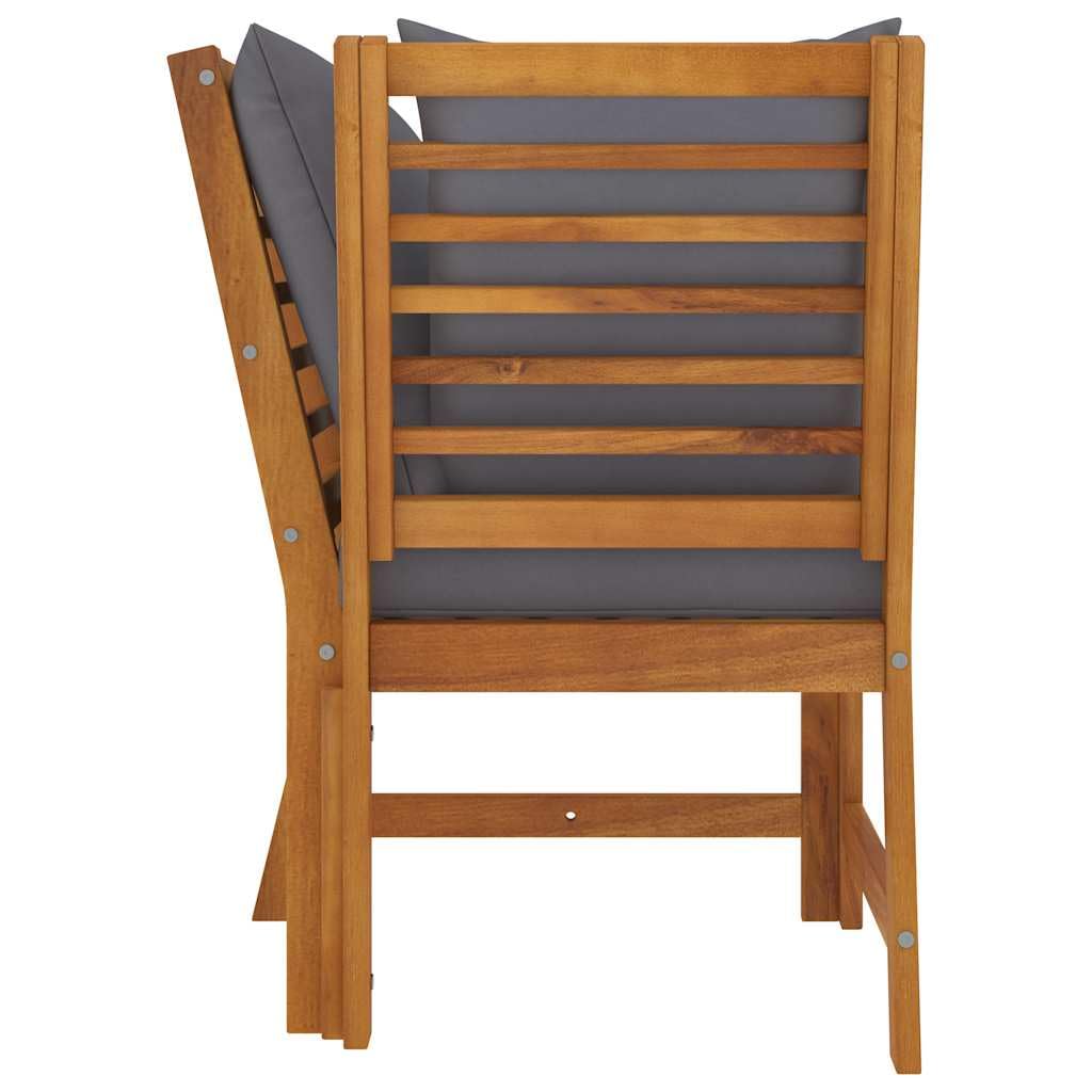 vidaXL Canapé d'angle Sectionnel avec Coussin Canapé d'Extérieur Meuble de Jardin Patio Salon Terrasse Intérieur Gris Foncé Bois d'Acacia