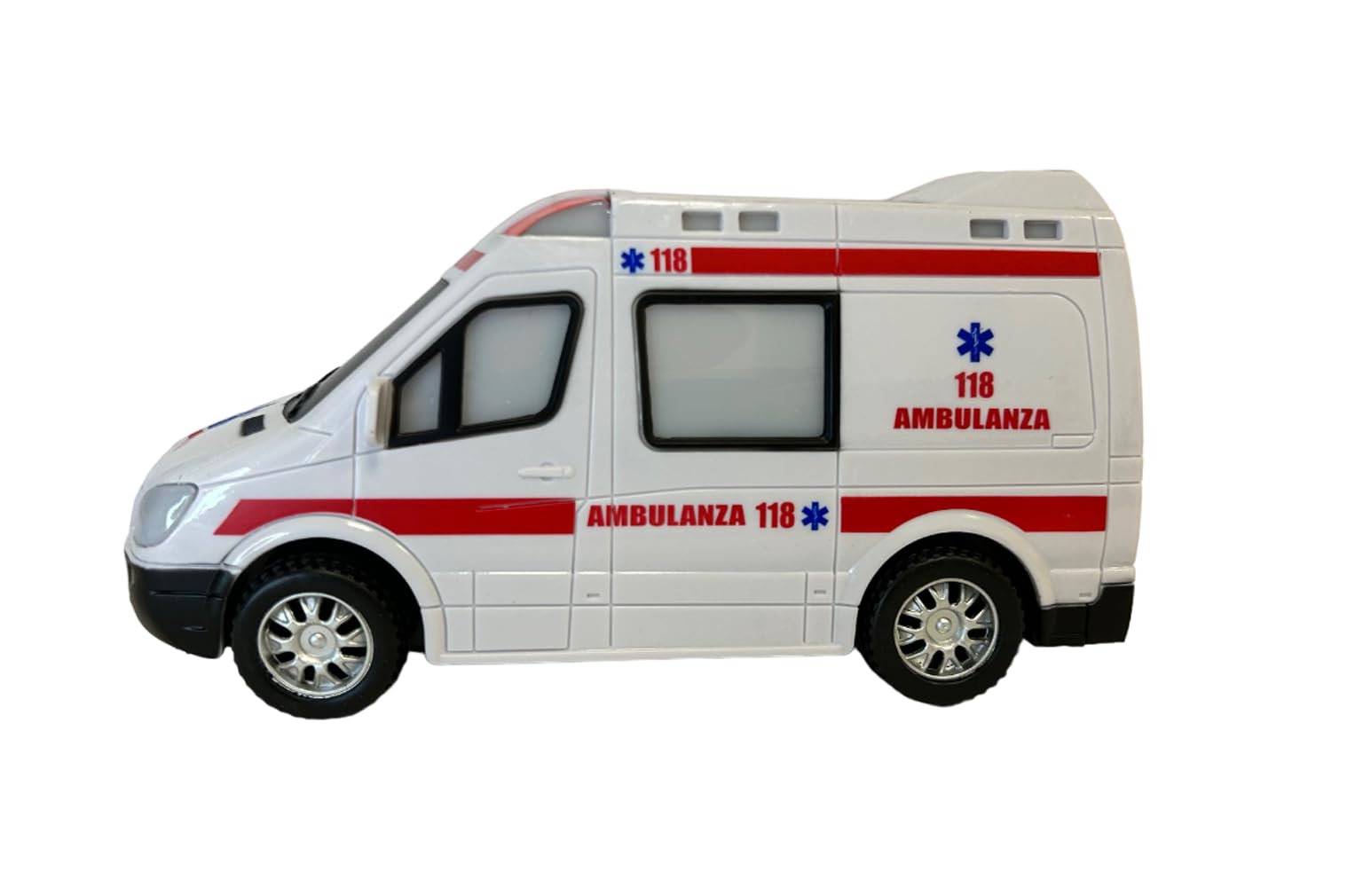 Ambulancia Juguete con Luces y Sonidos y Movimiento Misterio Bump & Go Ambulancia de Primeros Auxilios con Luces Sonidos, Ambulancia para niños, con Movimiento de Sirenas