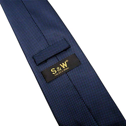 S&W SHLAX&WING Gravata longa sólida azul marinho gravatas de seda para homens de seda azul marinho 1