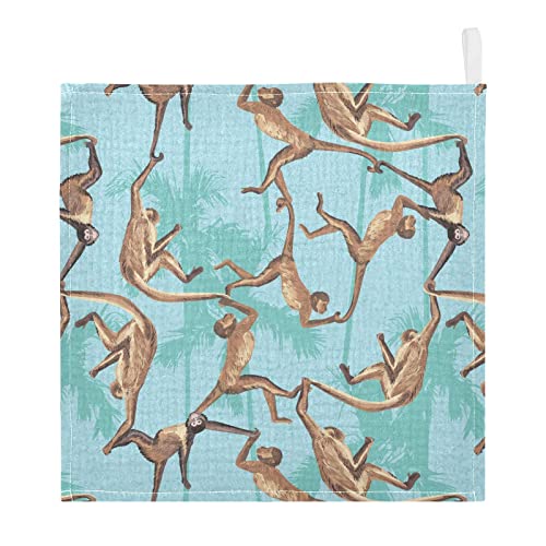 Image of vvfelixl Baby Washcloths Cotton Monkeys Jungle Baby Muslin Washcloths Soft Baby Face Towel for Newborn Infants Baby Wipes, 11.8 X 11.8 Inch, 3 Pack Blue