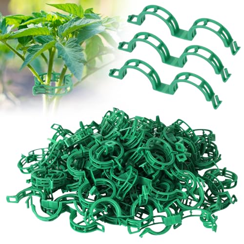 ABOHU Jardín Plant Clips, 100 Piezas Clips de Fijación para Plantas de Jardín, Clip para Tomate, Clips de Vine Planta, Clips de Soporte de Plantas para Verduras, Tomates y Plantas Trepadoras (Verde)