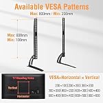 ELIVED Universal Table Top TV Stand for Most 32 to 70 inch LCD LED Plasma Flat Screen TVs, TV Base Height Adjustable Leg Stand Holds up to 88 lbs, VESA up to 800x600mm, YD1024
