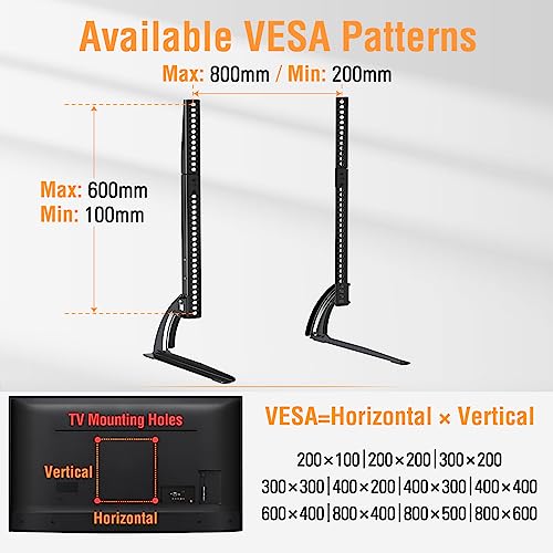 Image of ELIVED Universal Table Top TV Stand for Most 32 to 70 inch LCD LED Plasma Flat Screen TVs, TV Base Height Adjustable Leg Stand Holds up to 88 lbs, VESA up to 800x600mm, YD1024