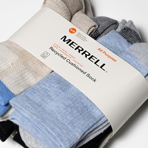 Merrell Unisex Recycled Cushion Low Cut Sock 6 Pair Pack, Gray Assorted, S/M4