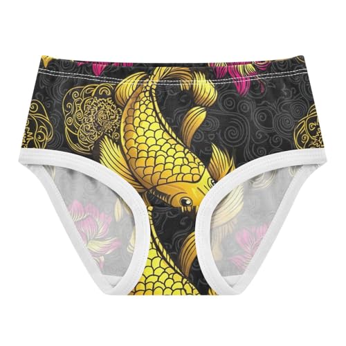 Cotton Toddler Underwear Floral Golden Koi Fish Little Girl Panties Pattern Undies Kids Briefs 2t