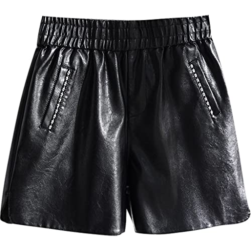 Short en simili cuir noir pour femme avec une taille haute élégante