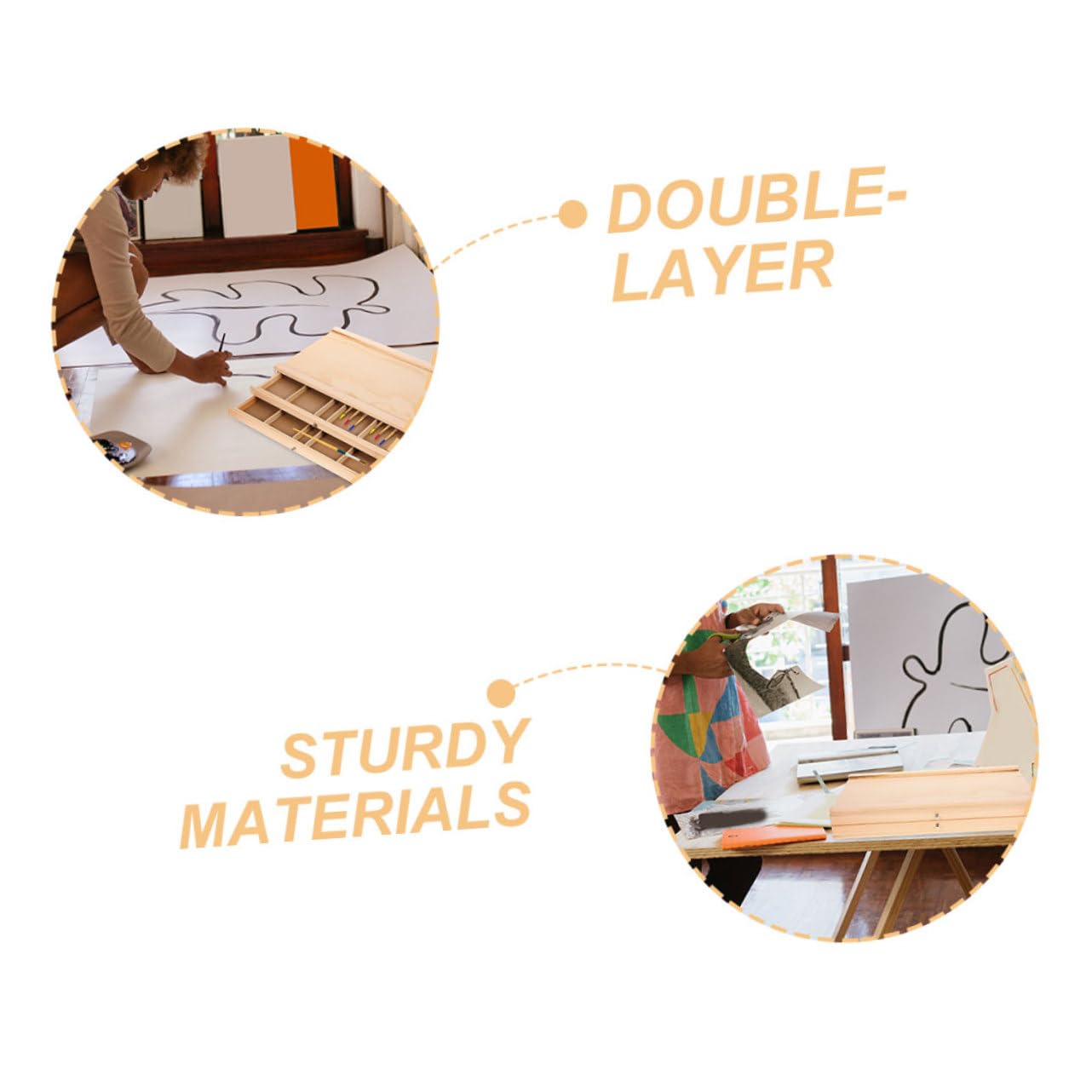 Wooden Pencil Box Double Storage Organizer for Art Supplies Elegant Design for Paint Markers and Sketching for Artists and Outdoor Sketching