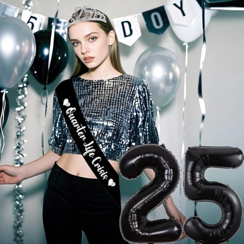 Cadeaux de fête d'anniversaire pour 25e anniversaire : set couronne et écharpe