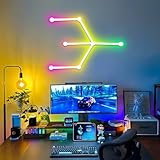 Phylosal Smart WiFi LED Wall Lights, 16M+ Color Dimmable Gaming Light Works with Alexa and Google Assistant, Music Sync, DIY and Timer Feature, RGB Light Bars for Gaming Room, Bedroom (6 Pcs,White)