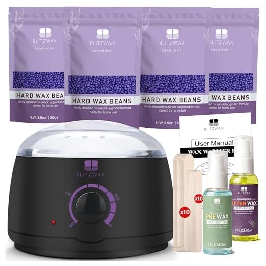 BLITZWAX Waxing Kit Hair Removal Wax Warmer Kit with Sensitive Skin Formula 14oz Lavender Hard Wax Beans for Facial Eyebrow Armpit Bikini Brazilian, Removes All Hair Types