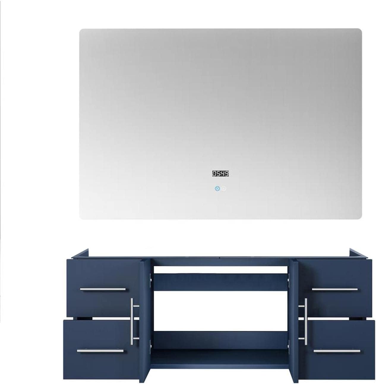 Geneva Navy Blue Bath Vanity Set with LED Mirror 48" W