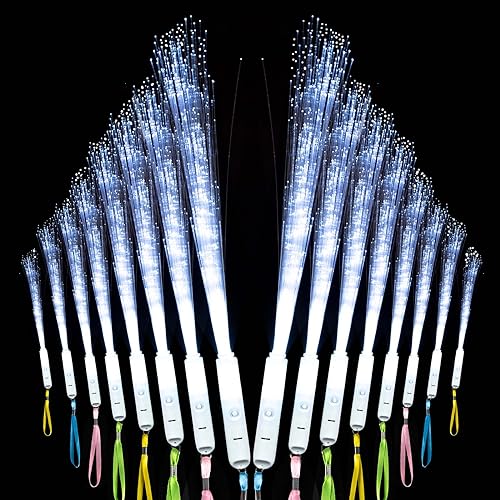Zloveleexr 25 Pcs White Fiber Optic Wands,3 Models Wedding Sparklers,Glow Sticks Light up Sticks Led Light Wands Fit Wedding Bridal Shower Birthday Valentine's Day