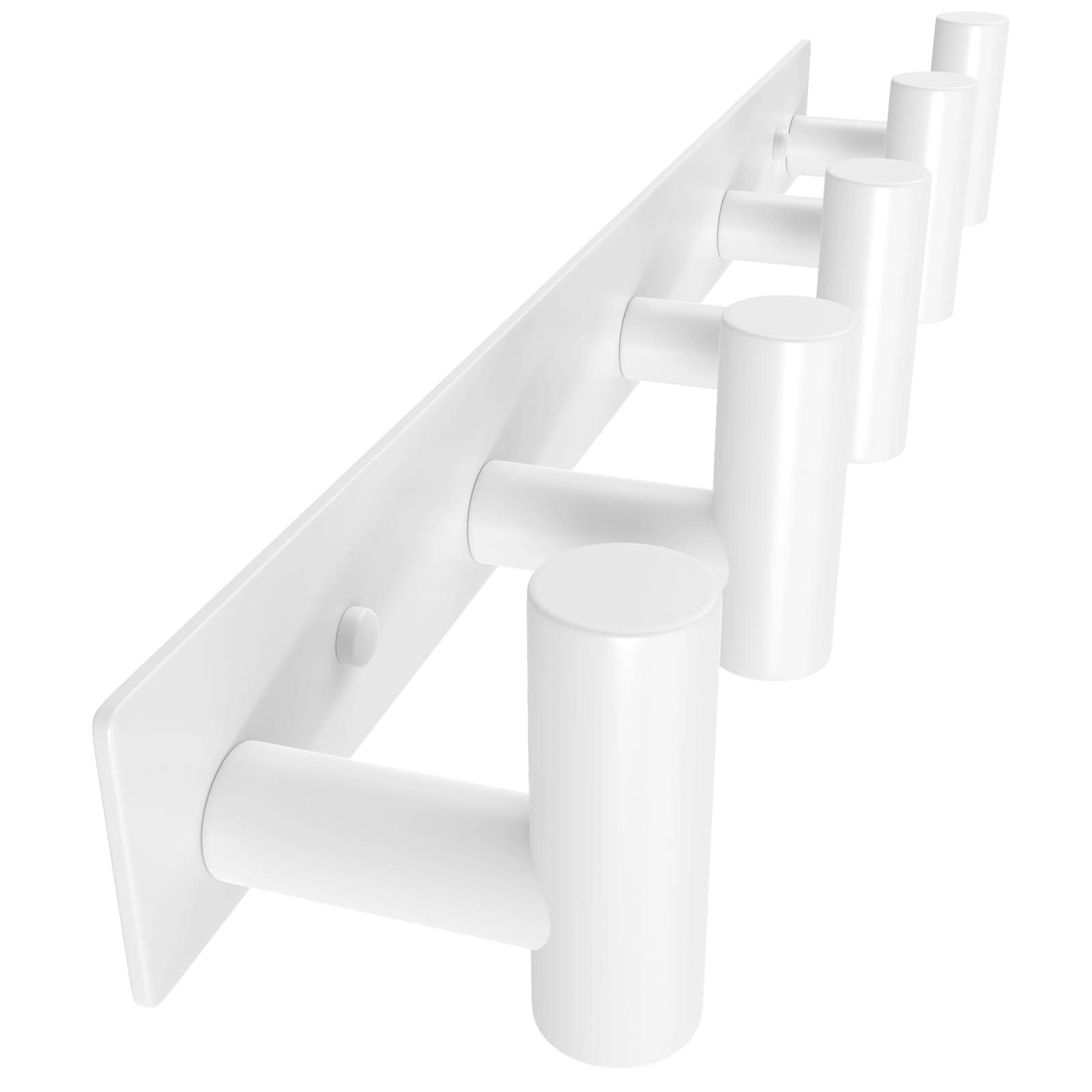 PMMASTO White Stainless Steel Wall Coat Racks with 5 T-Shaped Hooks, 1 Pack