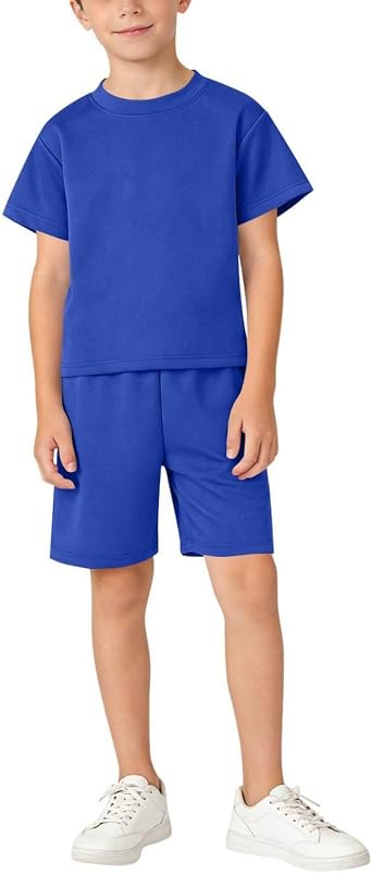 Boys 2 Piece Outfits Summer Short Sleeve T-Shirts and Athletic Shorts Sets Toddler Kids Tracksuits 1-14 Years