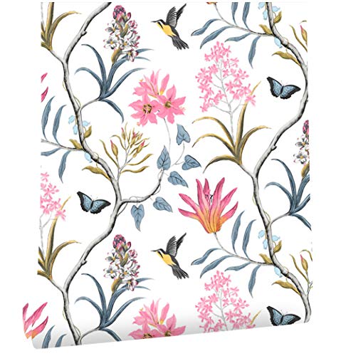 LZH-LP Blumen Vogel Tapete zum Abziehen und Aufkleben, 44.5x600CM...