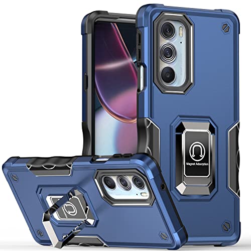 Image of Case for Motorola Moto Edge Plus 2022 Case Kickstand Holder Built-in Magnetic Car Mount Shockproof Camera Protective for Edge+ Plus 2022 /Edge X30 /Moto Edge 30 Pro Phone Case (Blue)
