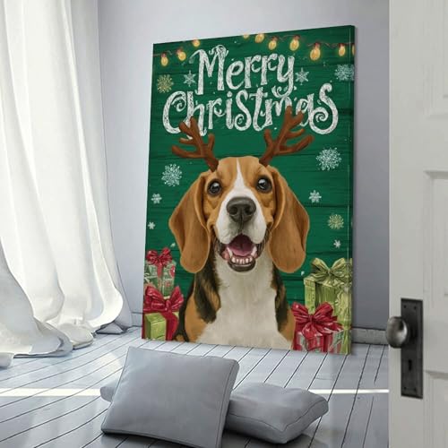 Carte de vœux de Noël avec un beagle : le cadeau idéal en tableau toile
