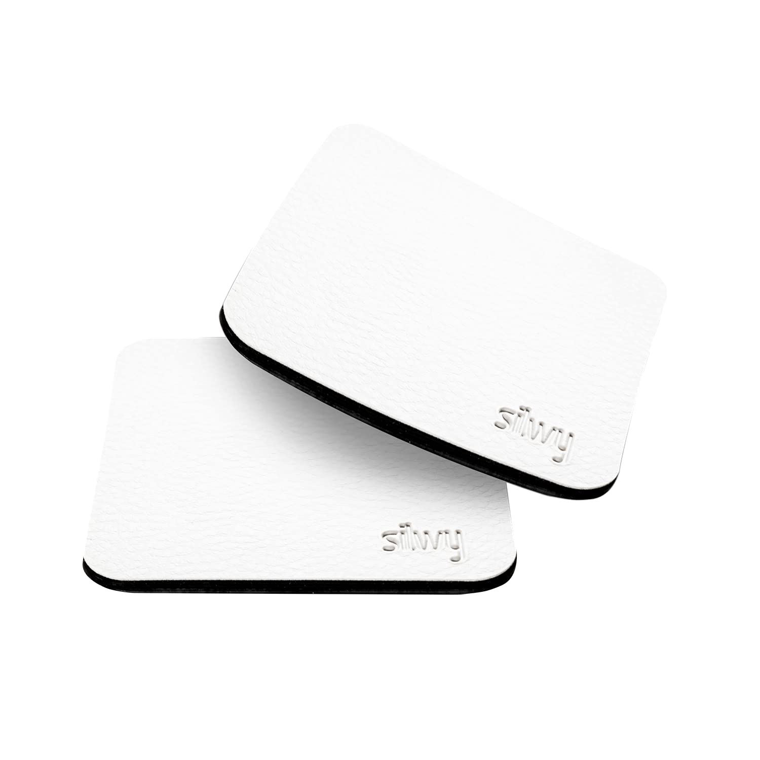 Silwy® Metal Nano Gel Pads White in Leather Look for Stable and Non-Slip Magnetic Glasses - Washable, Reusable and Removable Without Residue (Set of 2)
