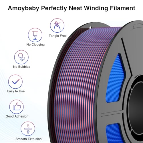 Image of Blue Rose Red Dual Color Silk PLA Filament Multicolor 1.75mm, Dimensional Accuracy ±0.03mm, Shiny Coextrusion 3D Printer Filament 1KG Spool(2.2lbs) for FDM 3D Printers