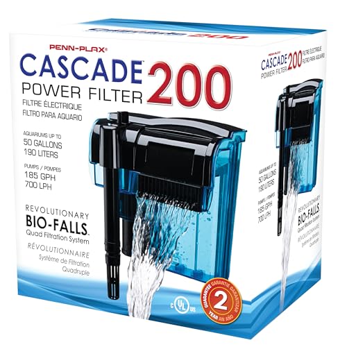Image of Penn-Plax Cascade 200 Power Filter - Hang-On Filter with Quad Filtration - Great for Freshwater and Saltwater Setups