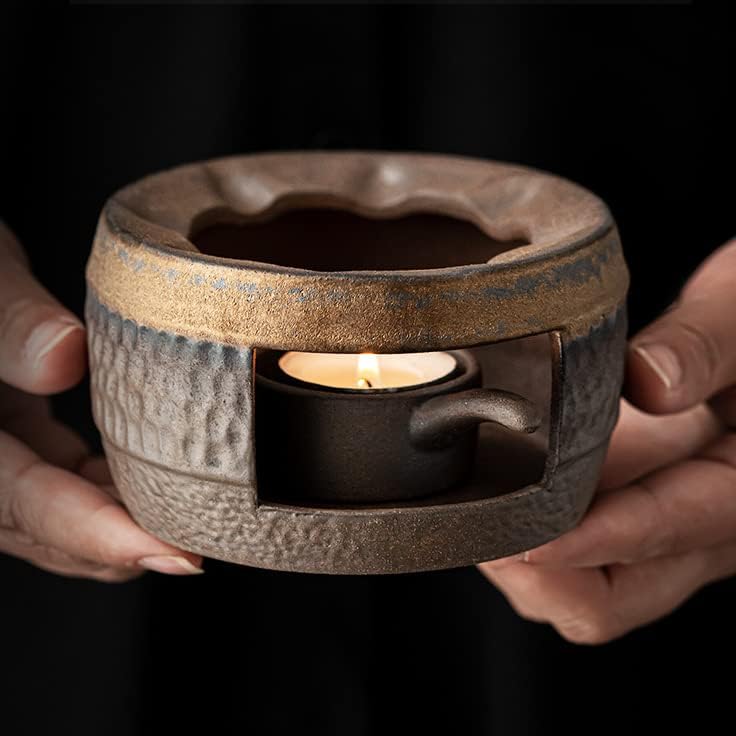 kkekos Clay Ceramic Teapot Warmer with Candle Holder Stand Japanese Vintage Tea Heater Tea Stove Warmer Wax Melt Warmer (TYPE2)