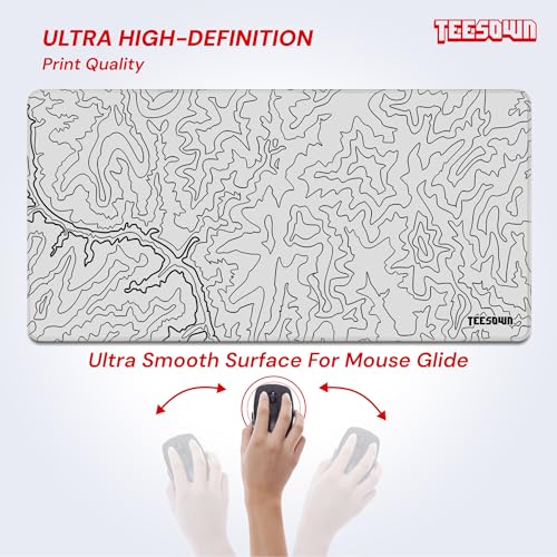 Image of White Canyon Map Stitched Mousepad (11x23) for Laptop, Desktop, PC and Gaming Deskmat (Stitched White 2.O, L)