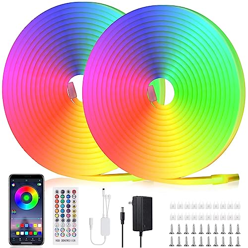 Icreating Rgb Led Neon Rope Lights, 32.8Ft Music Sync Neon Light Strip With Remote App Multi Color Changing Flexible Led Strip Lights 12V Indoor Outdoor Waterproof Diy Multicolor Neon Led Rope Light #TOP10