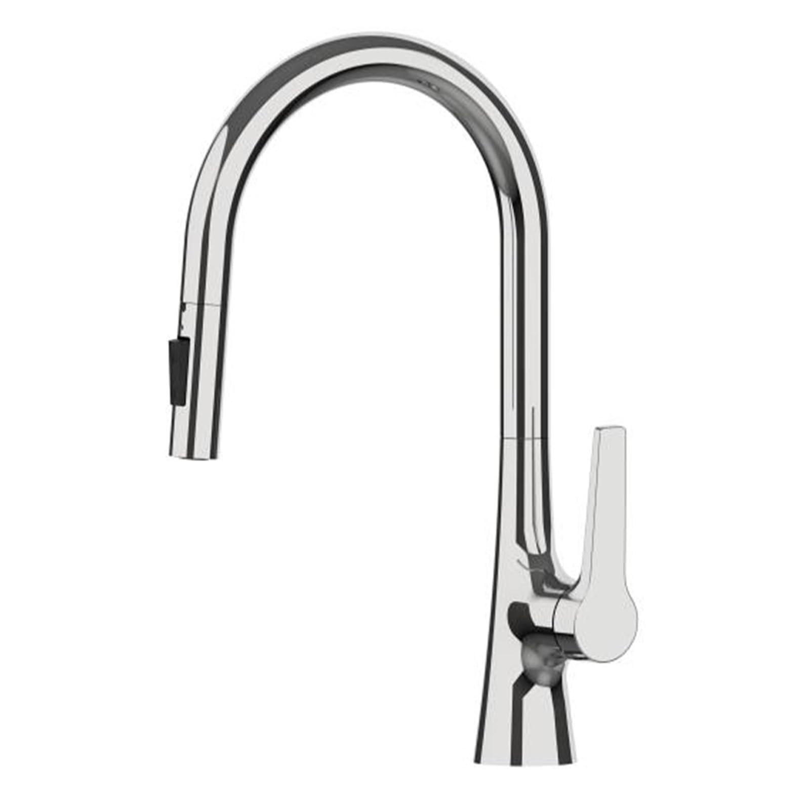 Robinet extractible d'évier de cuisine en laiton chromé et noir